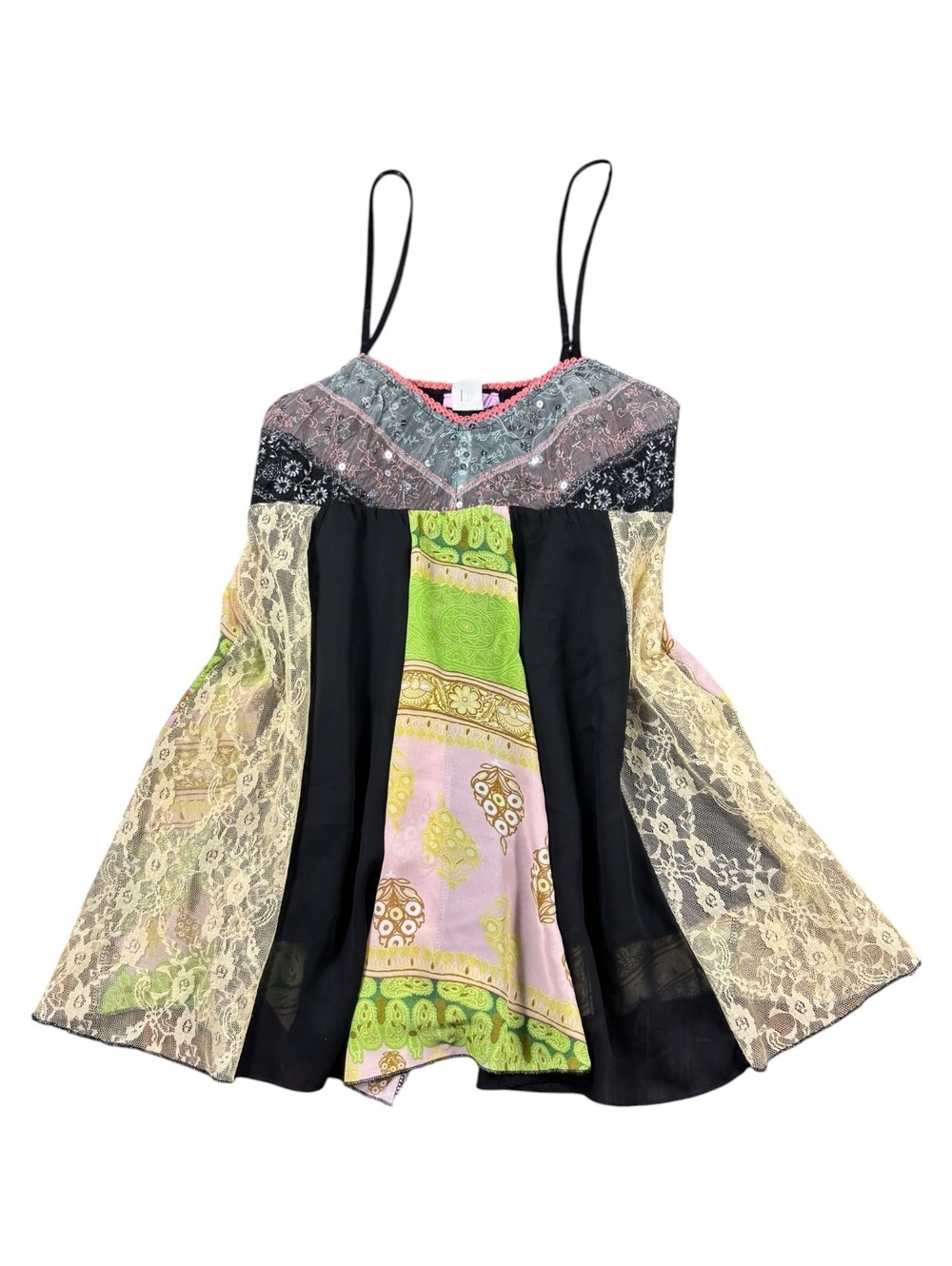 Moon’s Y2K Fairy Patchwork Lace Sequin Babydoll Top